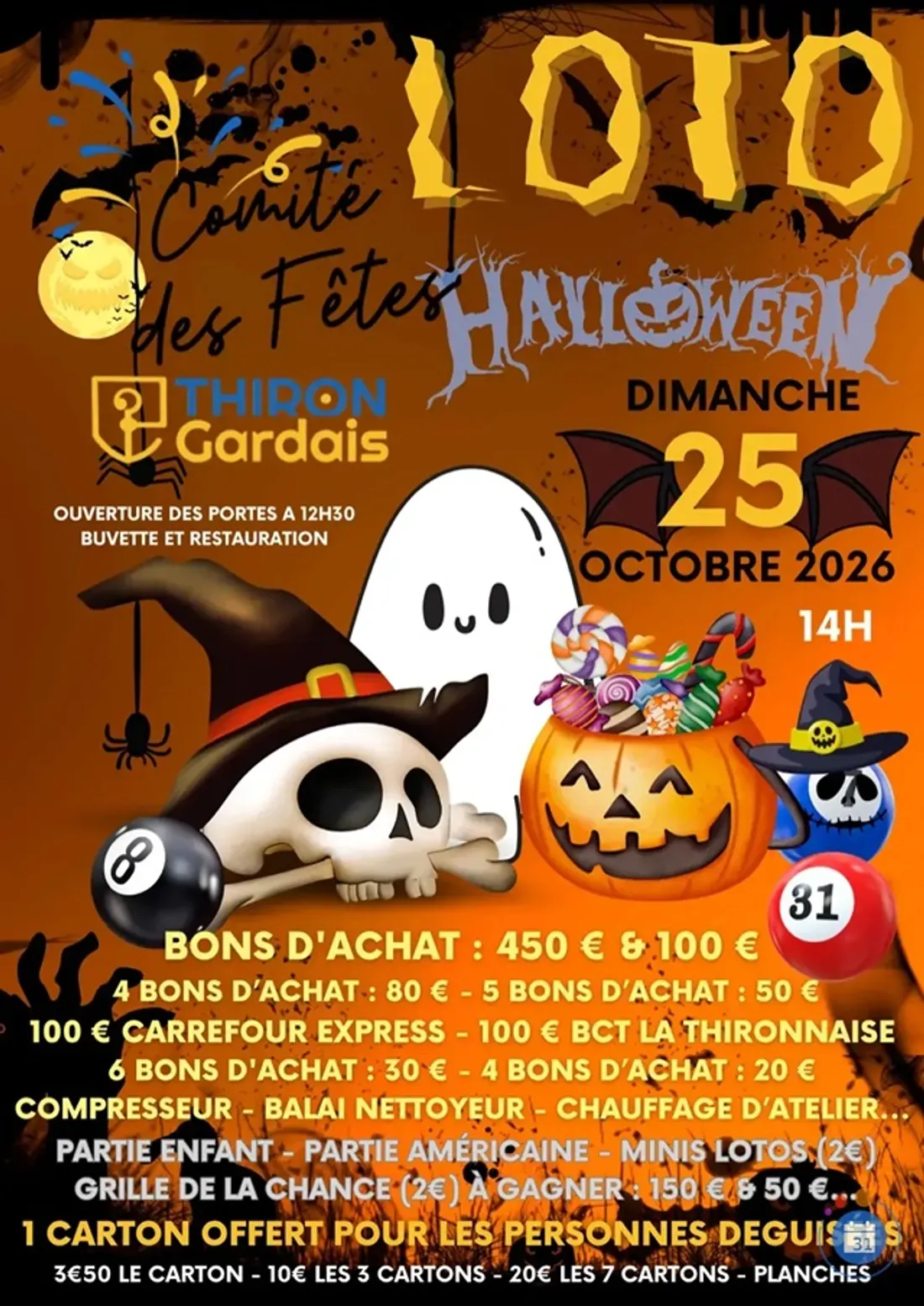 THIRON-GARDAIS - Loto Halloween du comité des fêtes