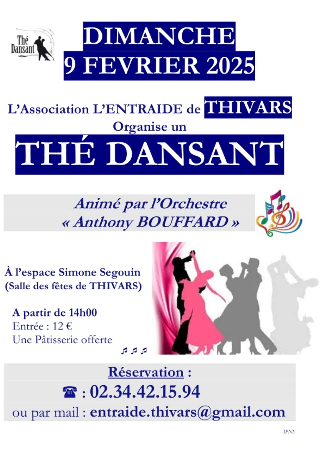 THIVARS - Thé dansant avec l'orchestre Anthony Bouffard