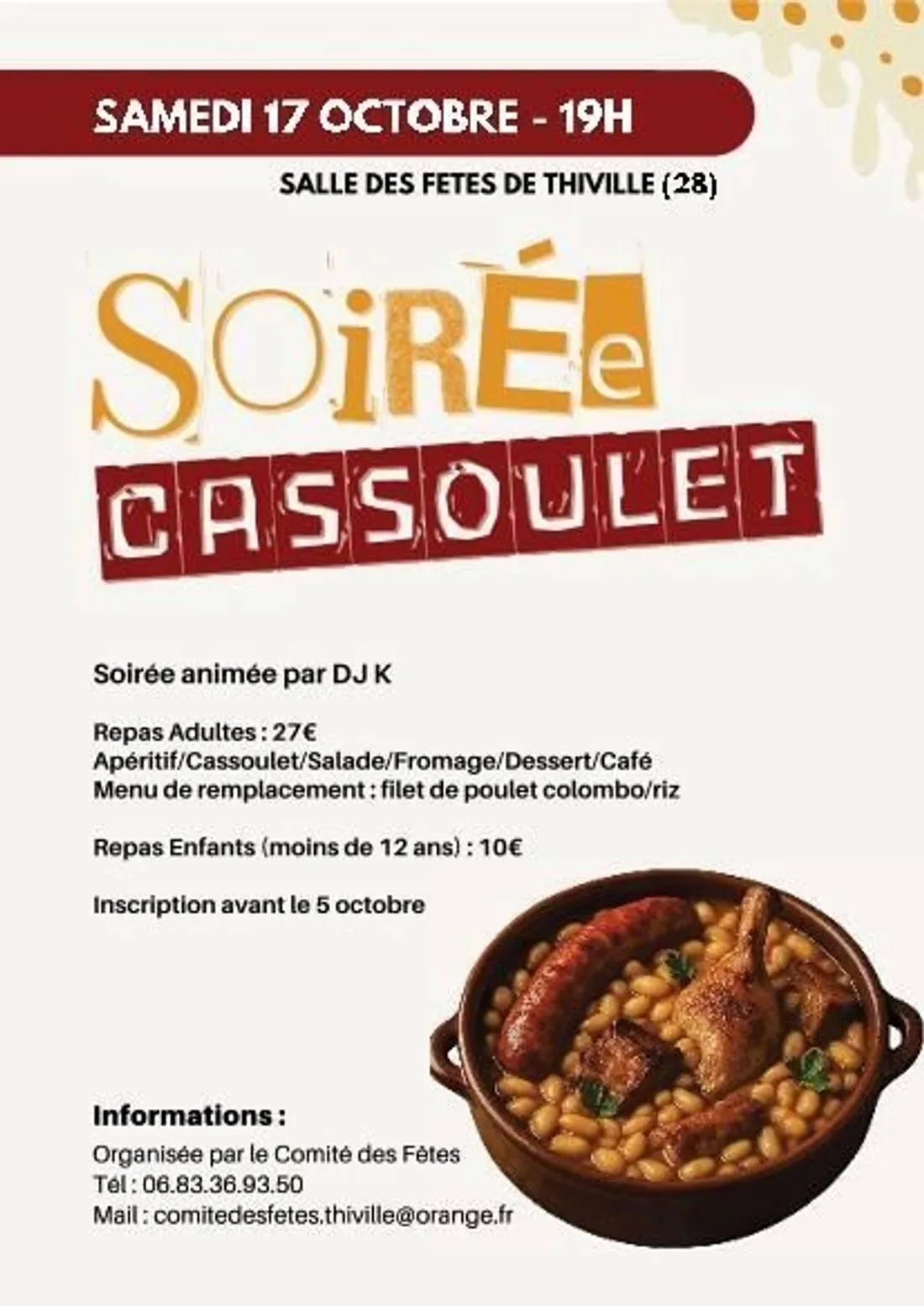 THIVILLE - Soirée cassoulet du comité des fêtes