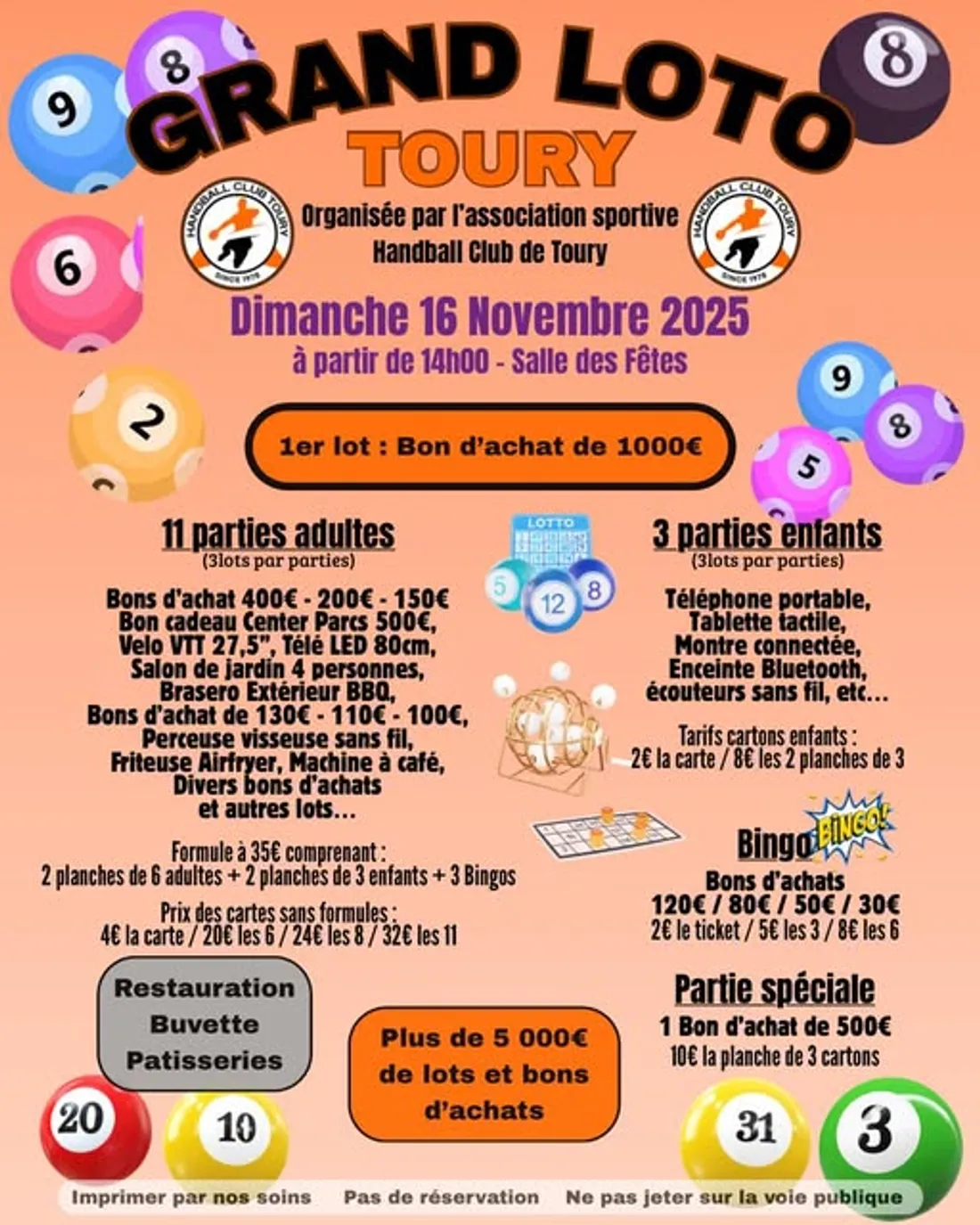 TOURY - Loto du Handball Club