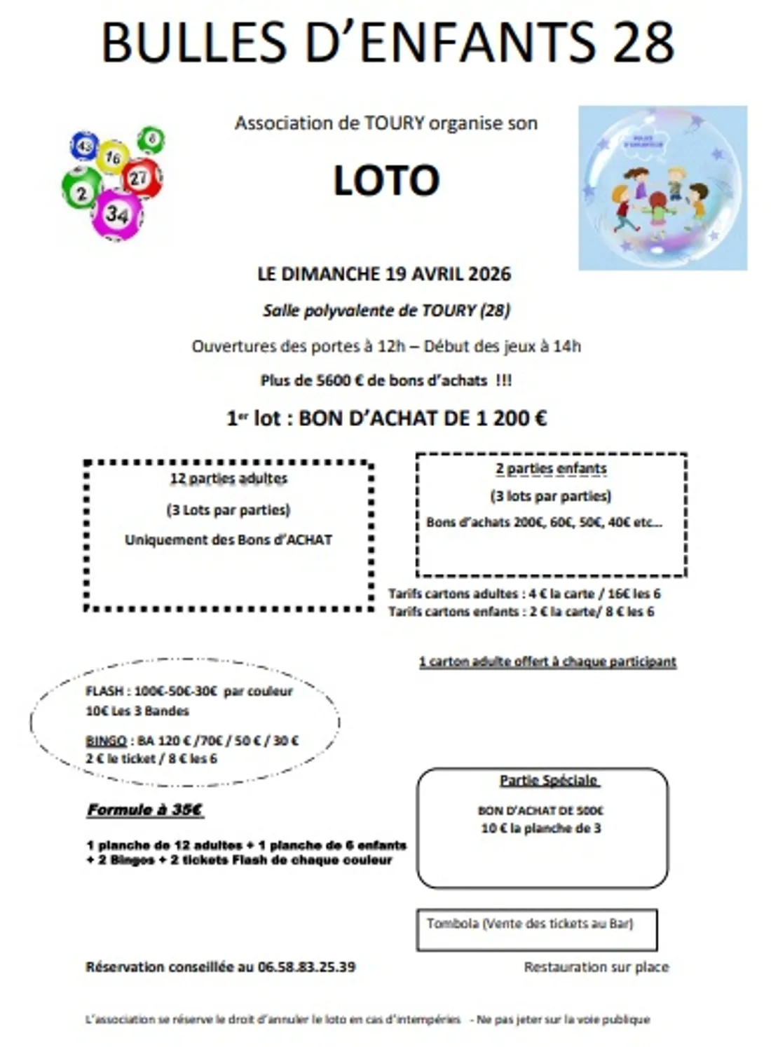 TOURY - Loto de Bulles d'enfants 28