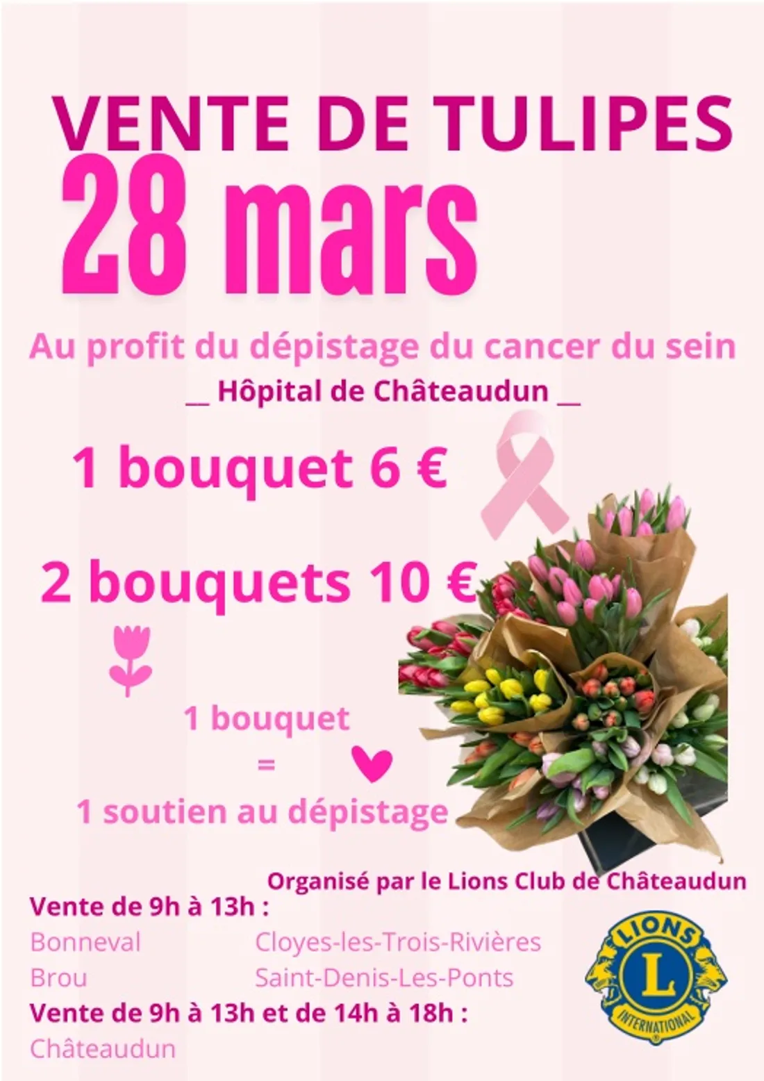 BONNEVAL/BROU/CHATEAUDUN/CLOYES - Vente de tulipes du Lions Club