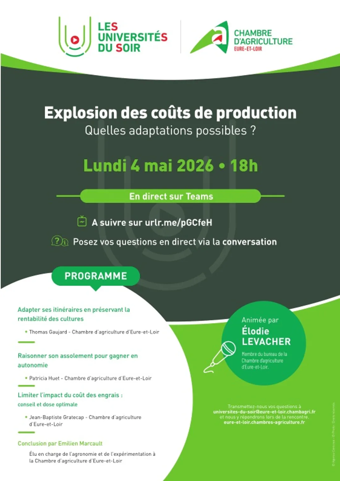 EURE-ET-LOIR - Visioconférence : Explosion des coûts de production : quelles adaptations possibles ?