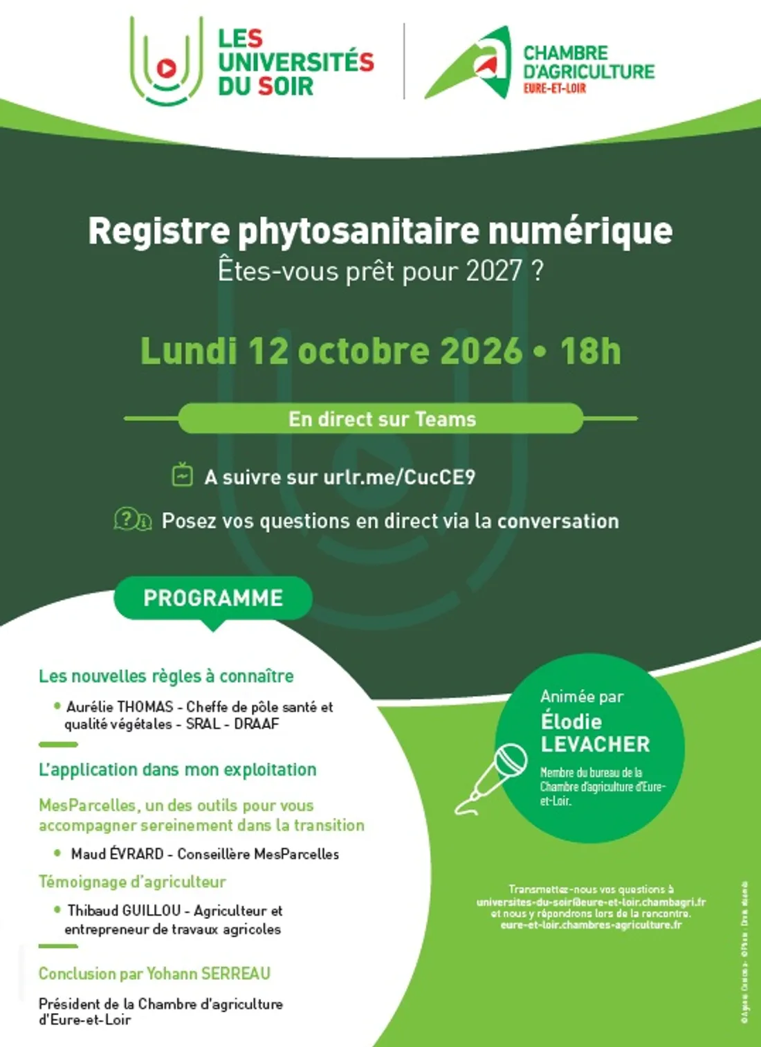 EURE-ET-LOIR - Université du Soir de la Chambre d'Agriculture 