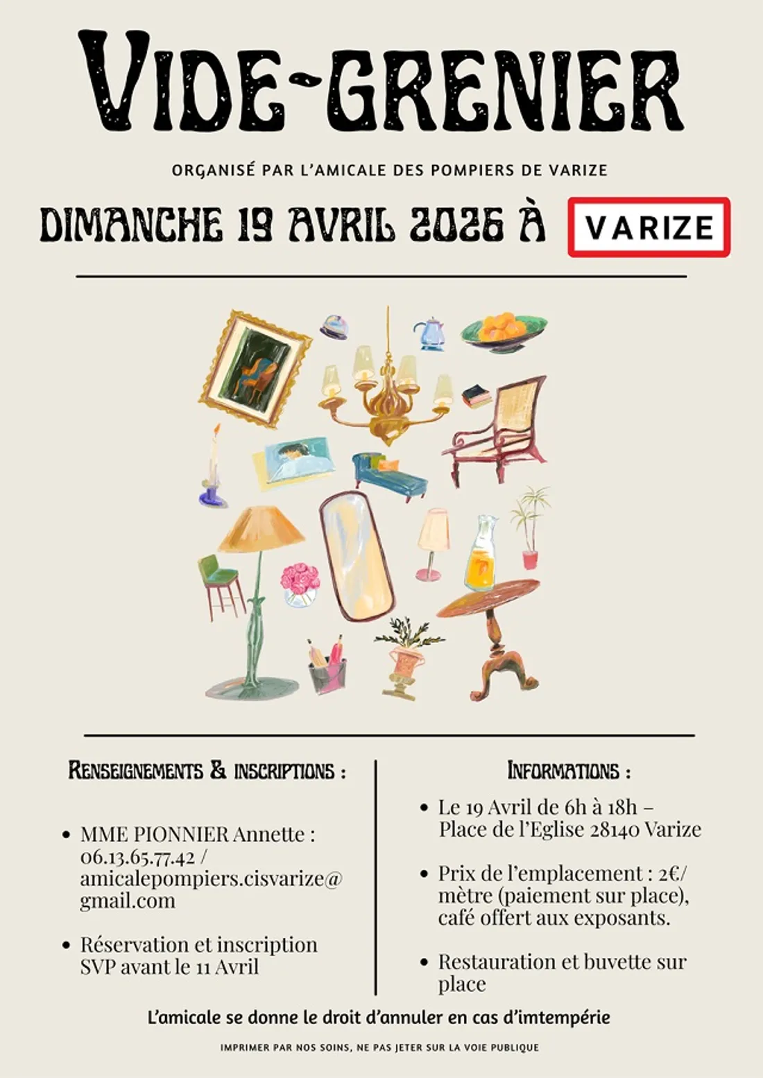 VARIZE - Vide-greniers de l'amicale des pompiers