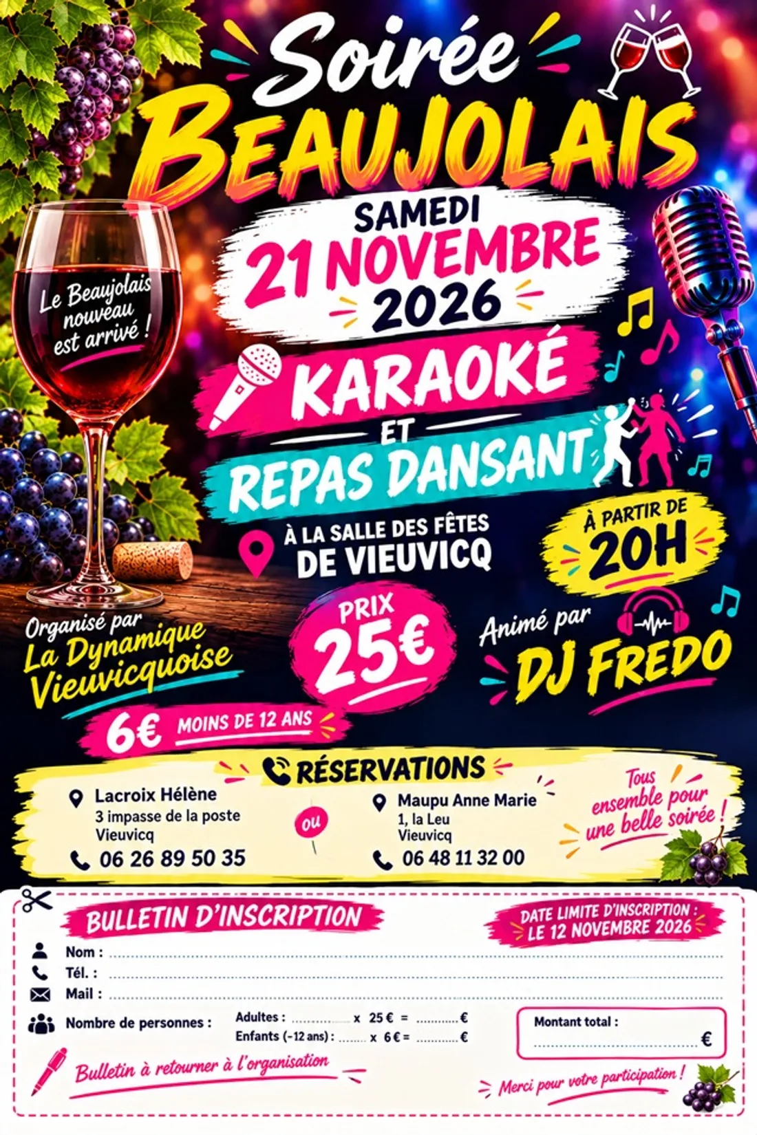VIEUVICQ - Soirée beaujolais de la Dynamique Vieuvicquoise