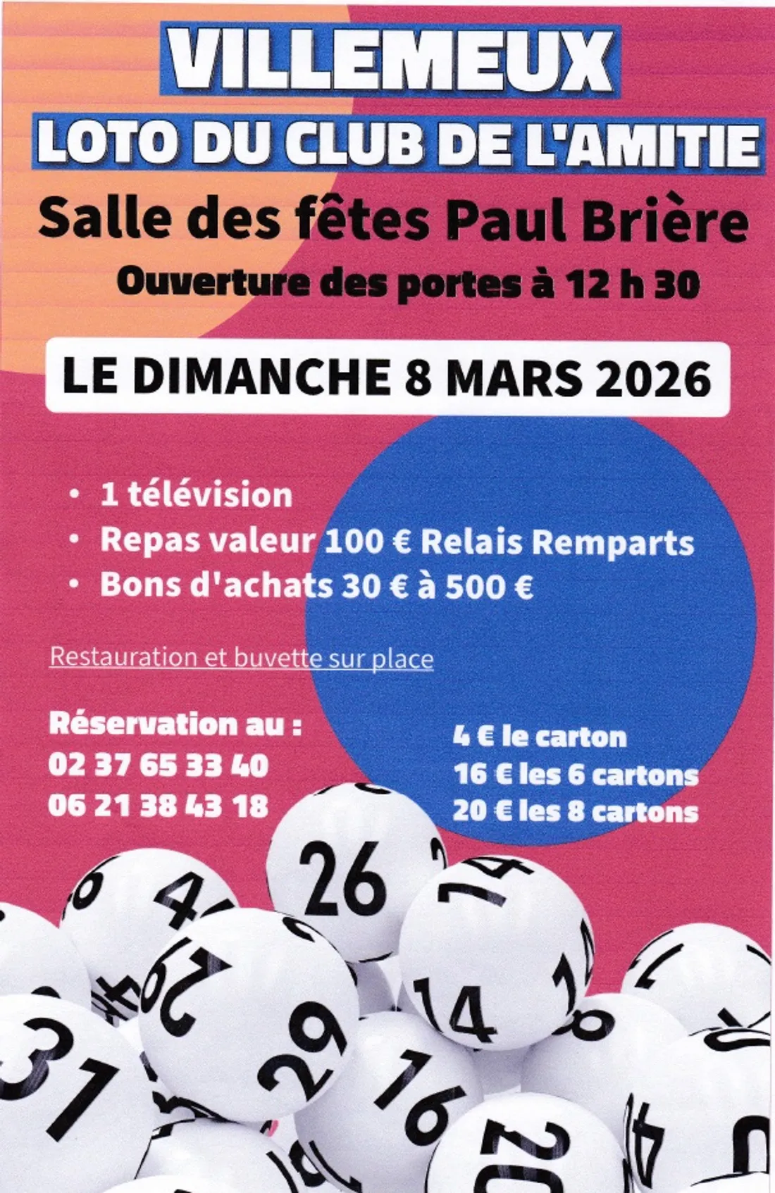 VILLEMEUX-SUR-EURE - Loto du club de l'amitié