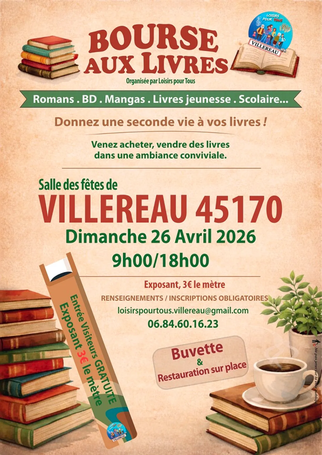 VILLEREAU (45) - Bourse aux livres
