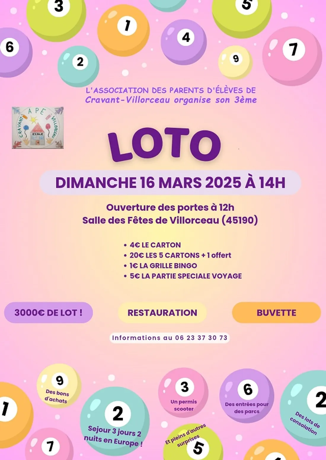 VILLORCEAU (45) - Loto de l'APE