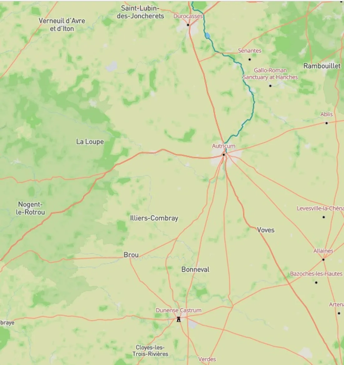 Les voies romaines qui traversaient la région vers l'an 150