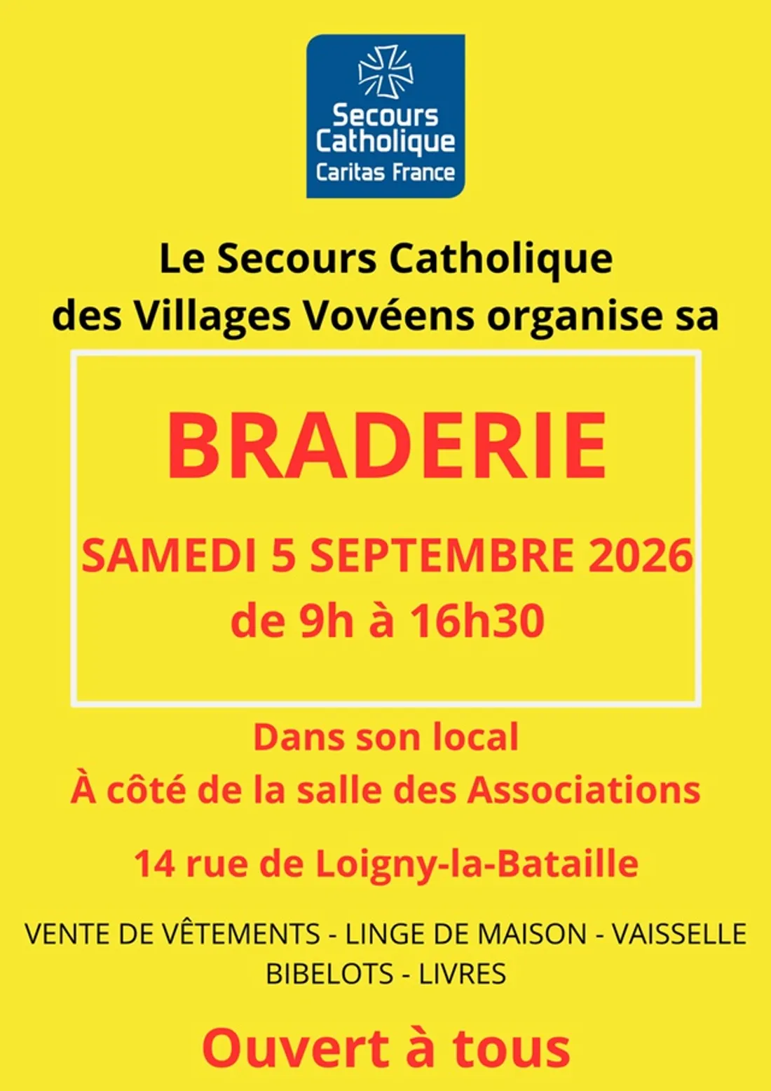 VOVES - Braderie du Secours Catholique