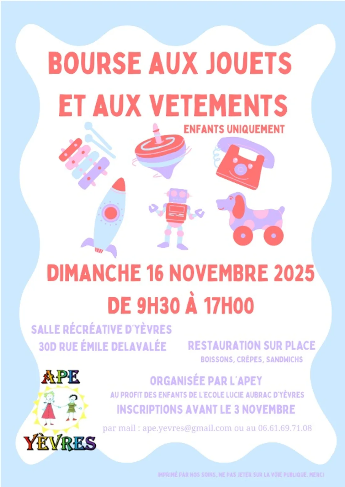 YÈVRES - Bourse aux jouets et aux vêtements enfants