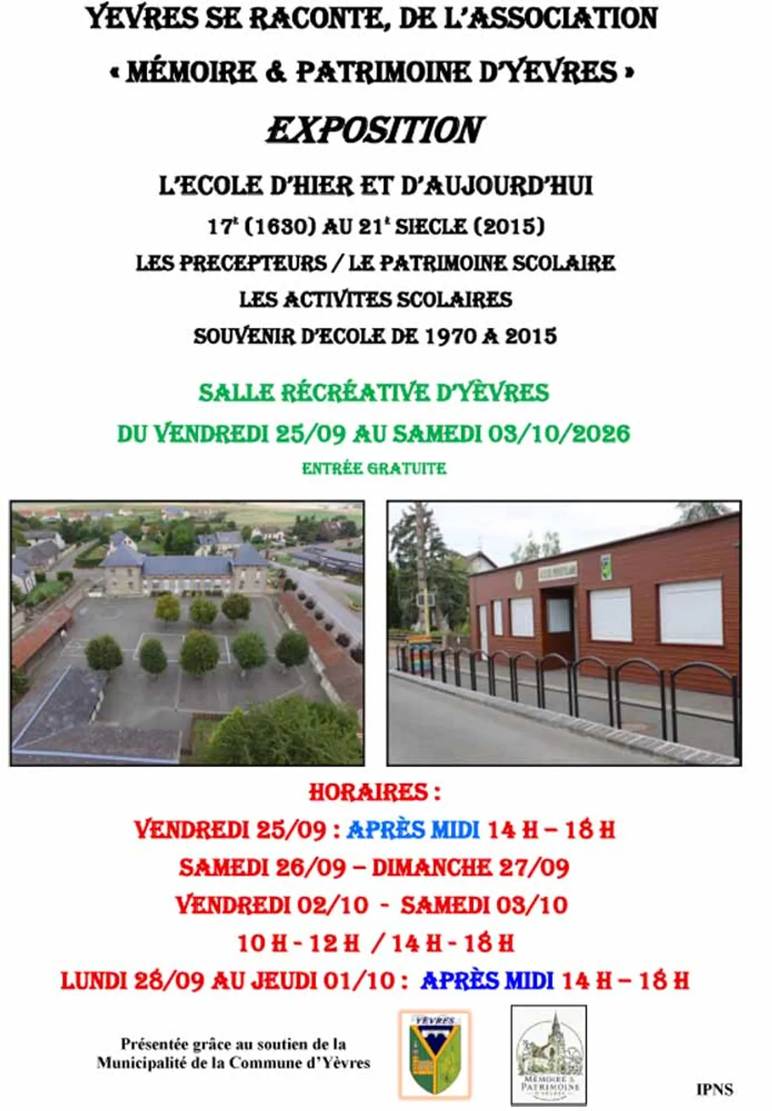 YÈVRES - Exposition : L'école d'hier et d'aujourd'hui