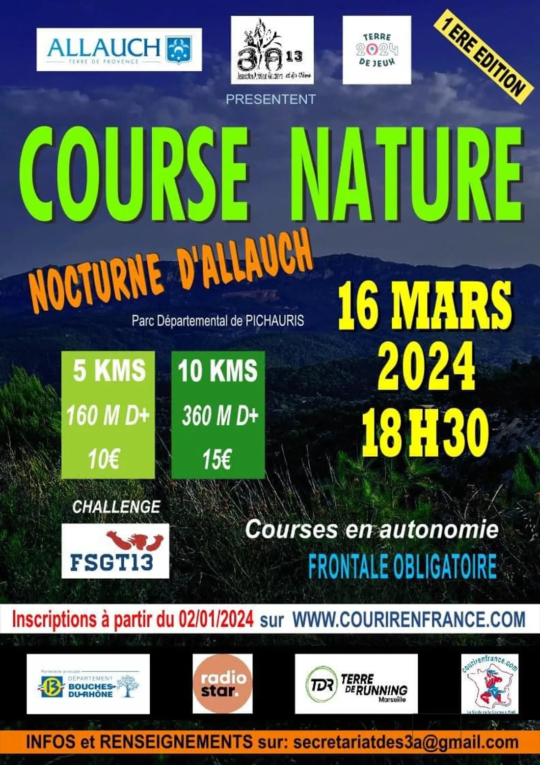 Déaprt le 16 mars à 18h30