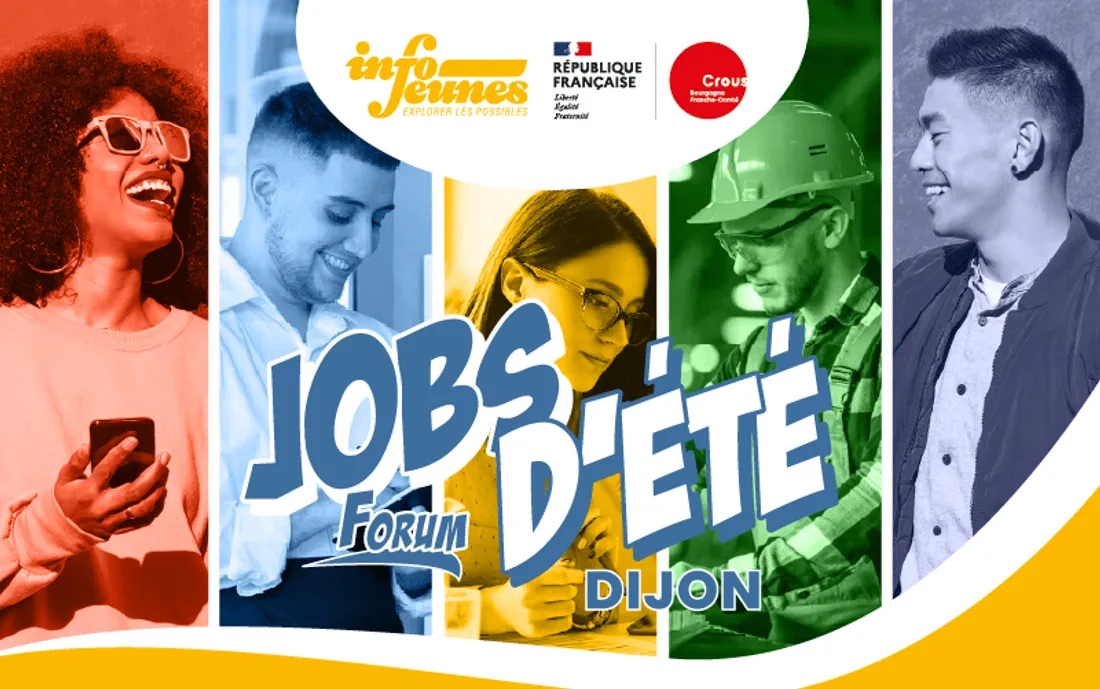 La 7e édition du forum jobs été se déroulera ce jeudi 2 avril à Dijon (affiche de la campagne 2023).