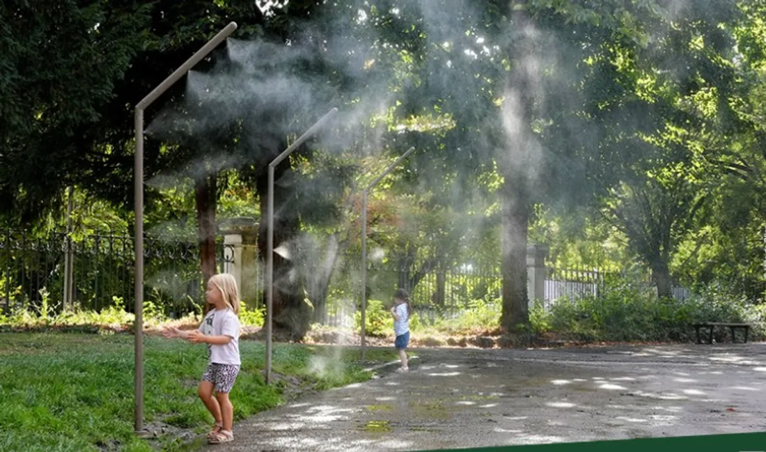 La mairie de Dijon a installé des brumisateurs dans certains parcs et jardins de la ville 