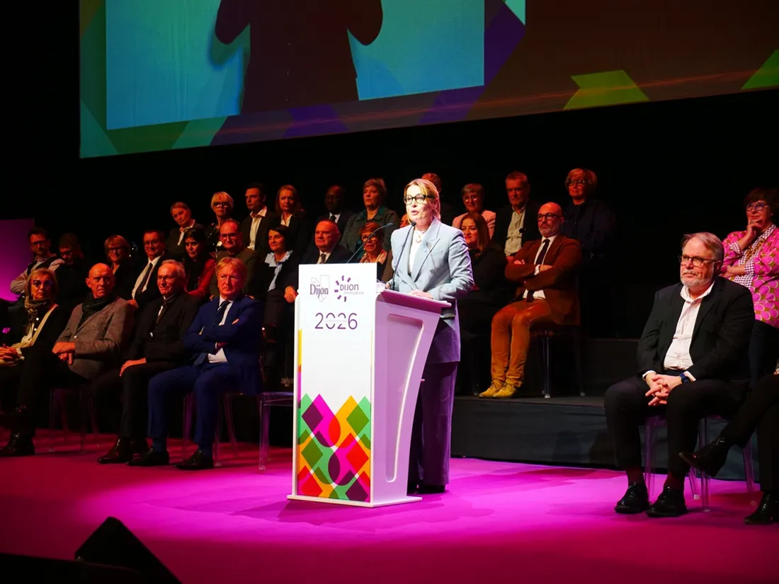 Nathalie Koenders lors de ses vœux au Zénith de Dijon le 9 janvier dernier.  