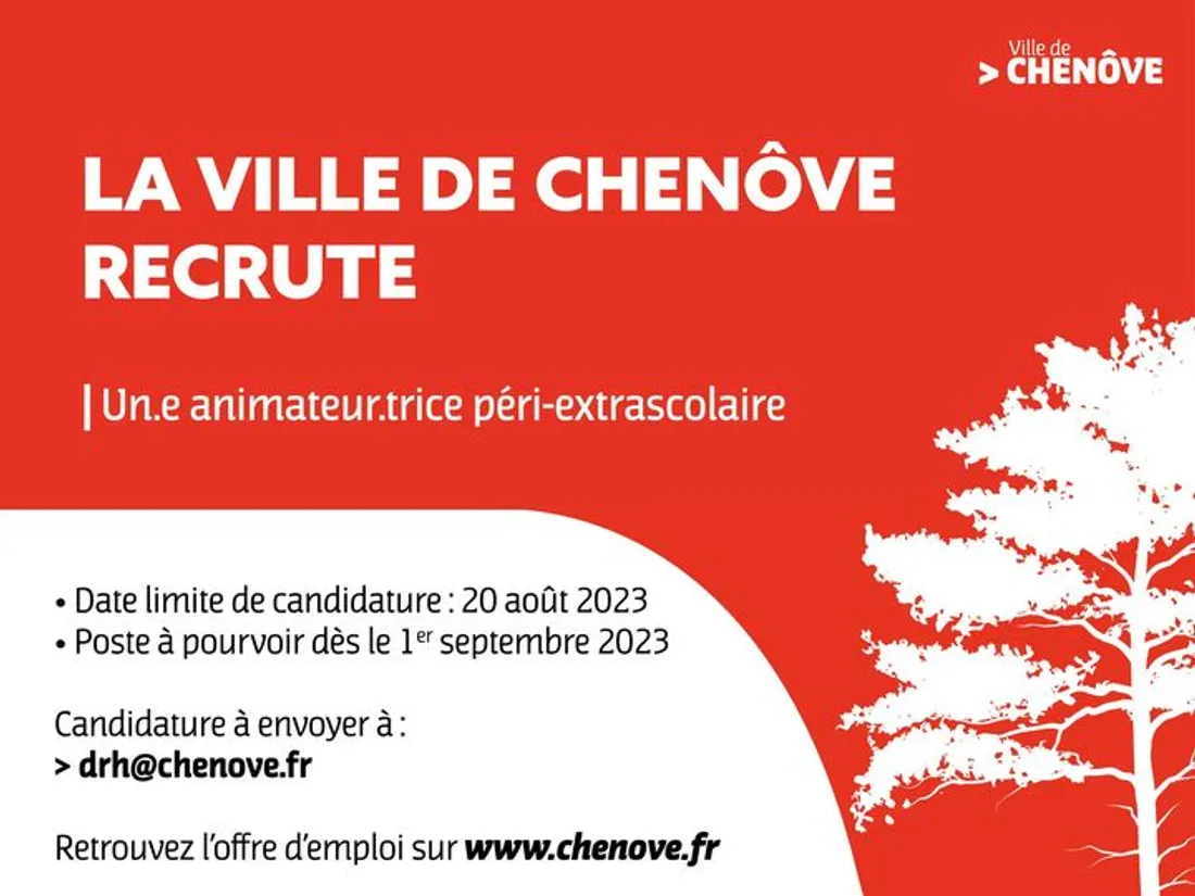 La Ville de Chenôve recrute un animateur.trice pour la rentrée. 