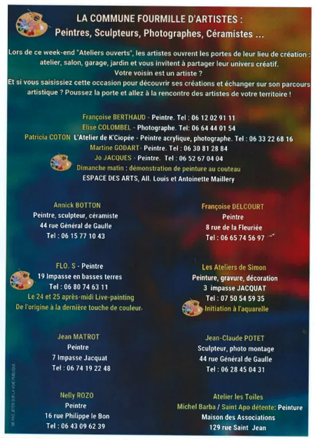 Ateliers Ouverts - Coordonnées