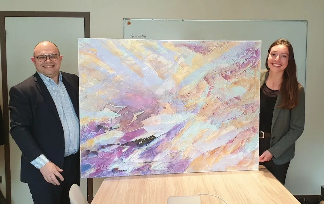 Céline François a décidé d’offrir à la BSB une toile qui évoque le monde vitivinicole