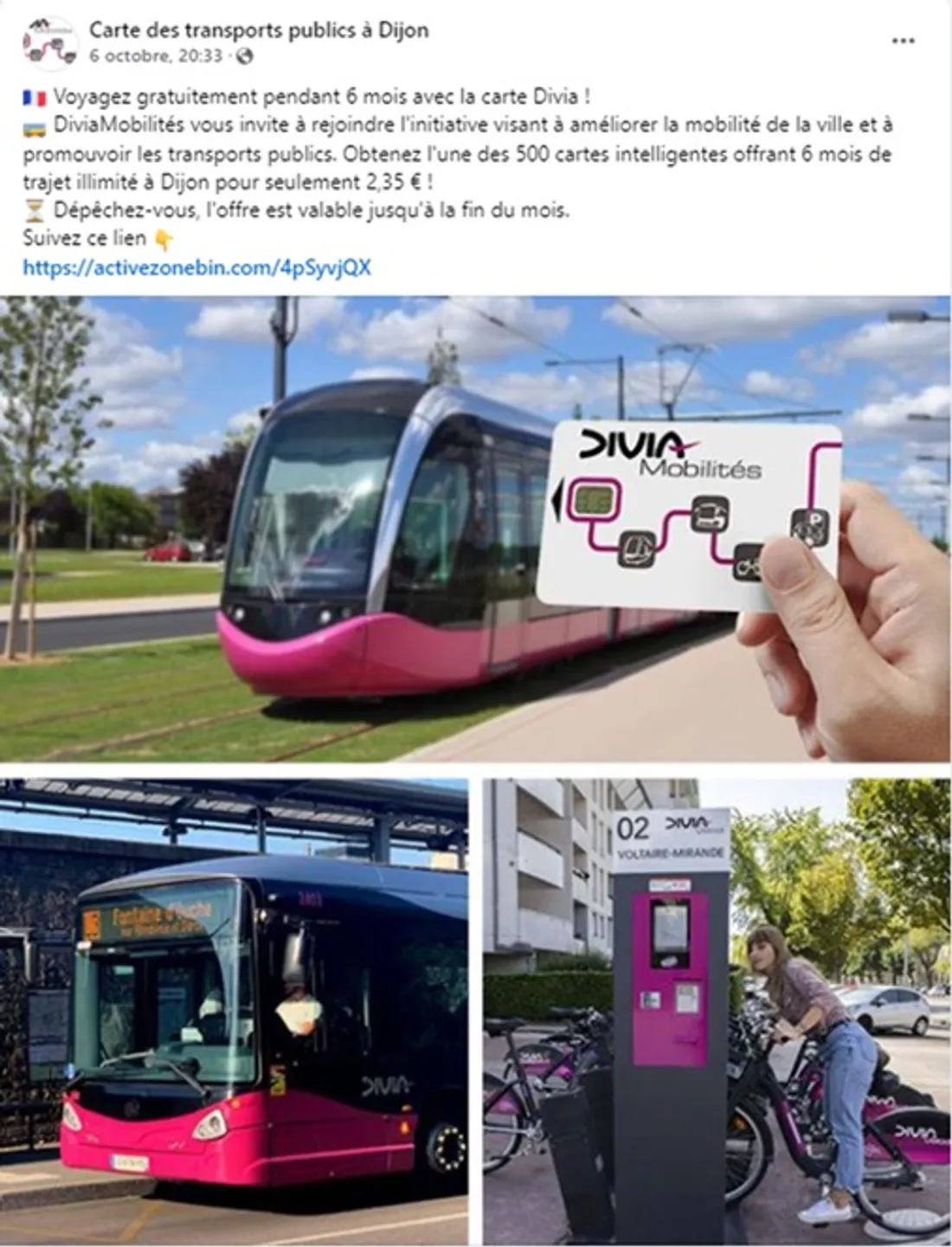 Divia dément les informations données sur le compte « carte de transports publics à Dijon » 