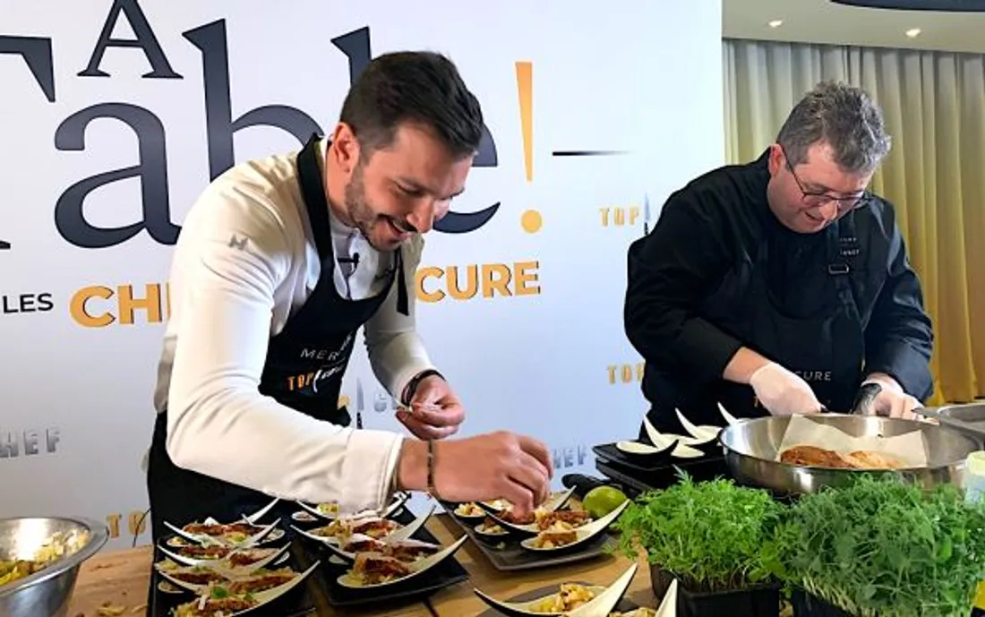 Pierre Chomet, ex-candidat TOP CHEF, et Gonzalo Piñeiro, chef du restaurant "le Château Bourgogne"