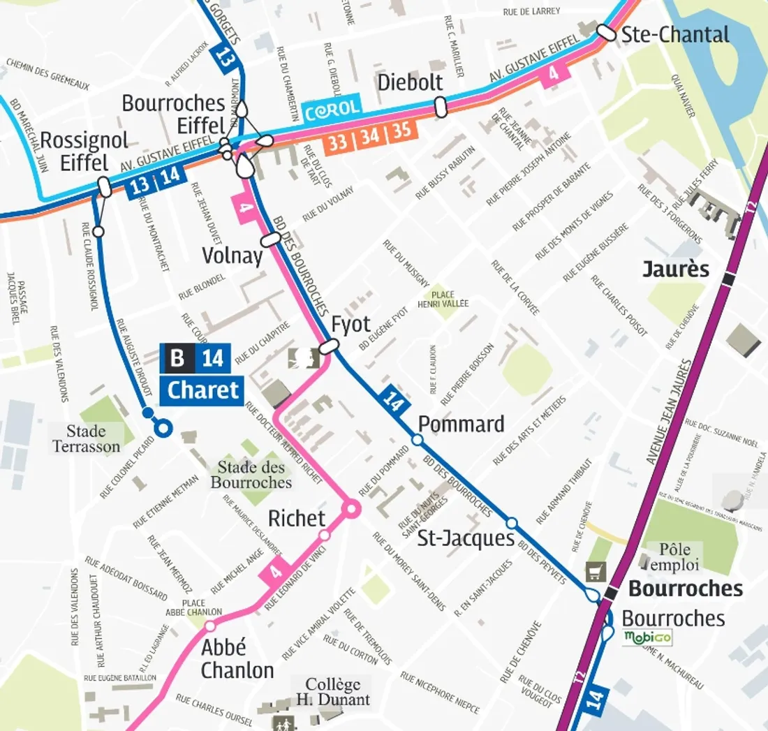 La cartographie du service assuré par Divia aux Bourroches, à partir du 8 janvier.