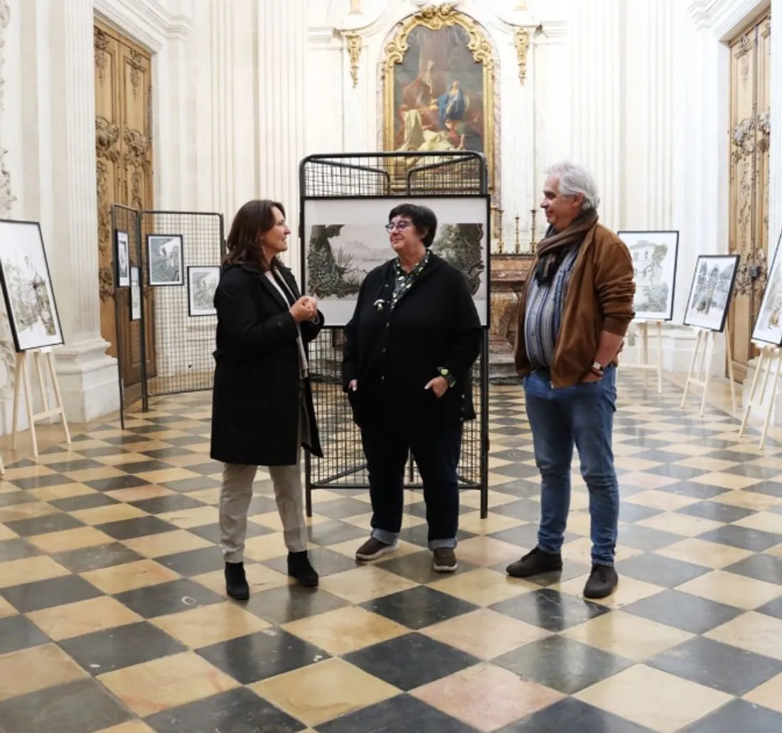 Herve Melon, avec Sladana Zivkovic et Christine Martin lors du vernissage