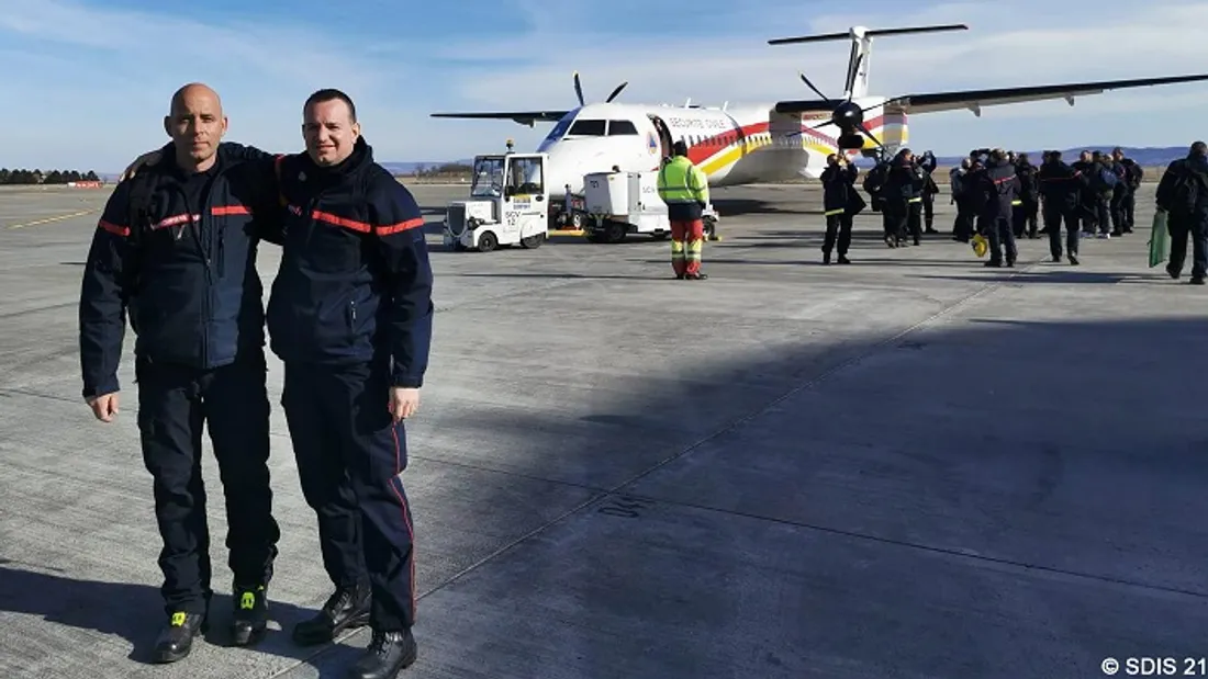 Manuel et David sont les deux pompiers de Côte d'Or qui ont participé à l'opération 
