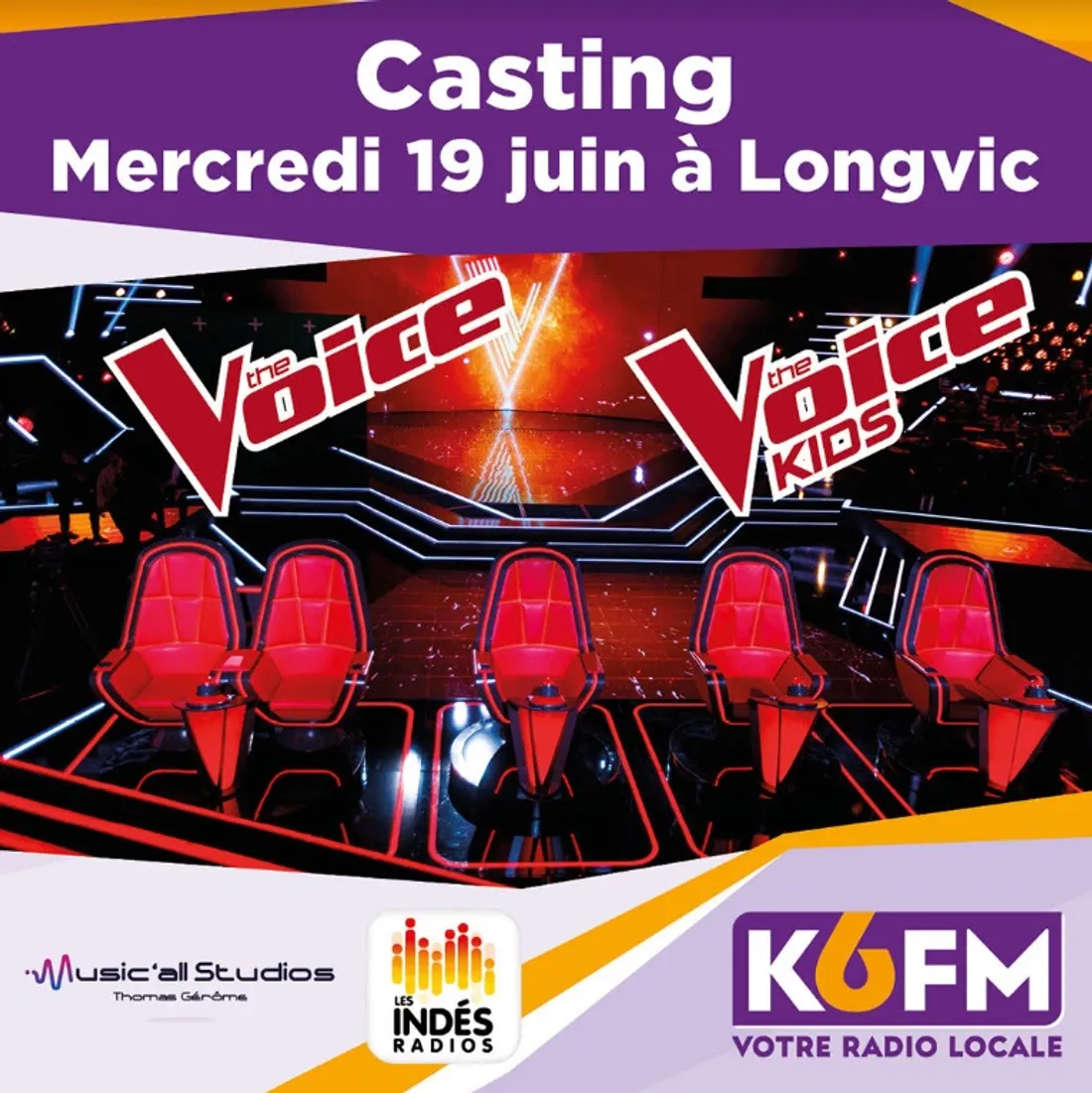 CASTING THE VOICE LE 19 JUIN Avec l’école Music’all Studio à Longvic 