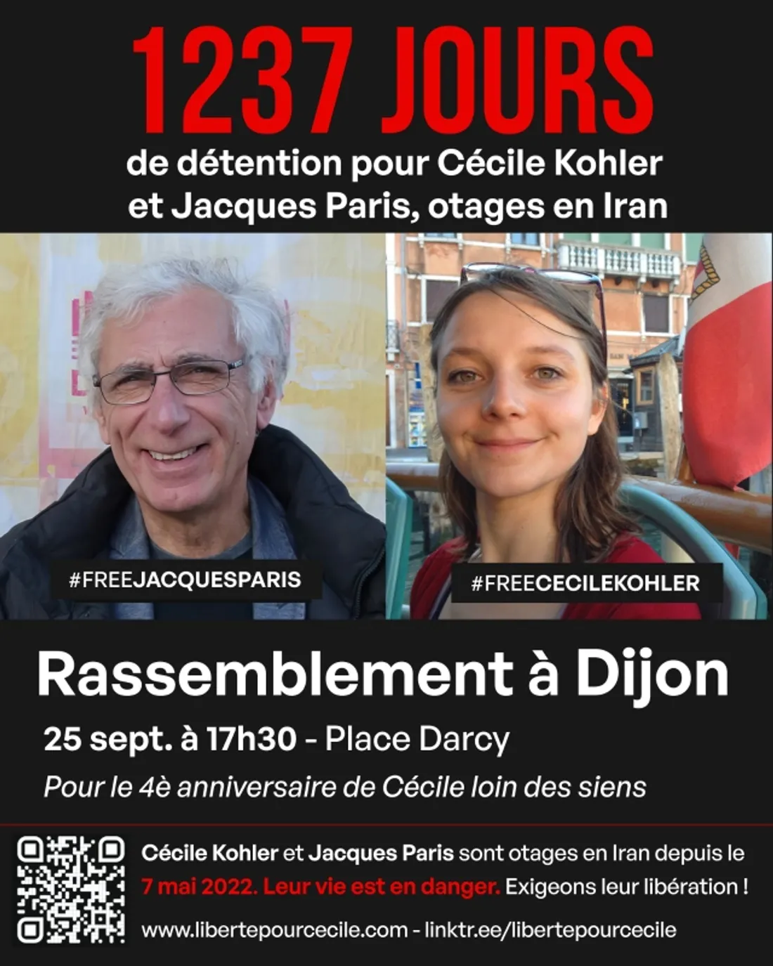 Le collectif Liberté pour Cécile se mobilisera pour celle qui est détenue en Iran depuis 2022. 