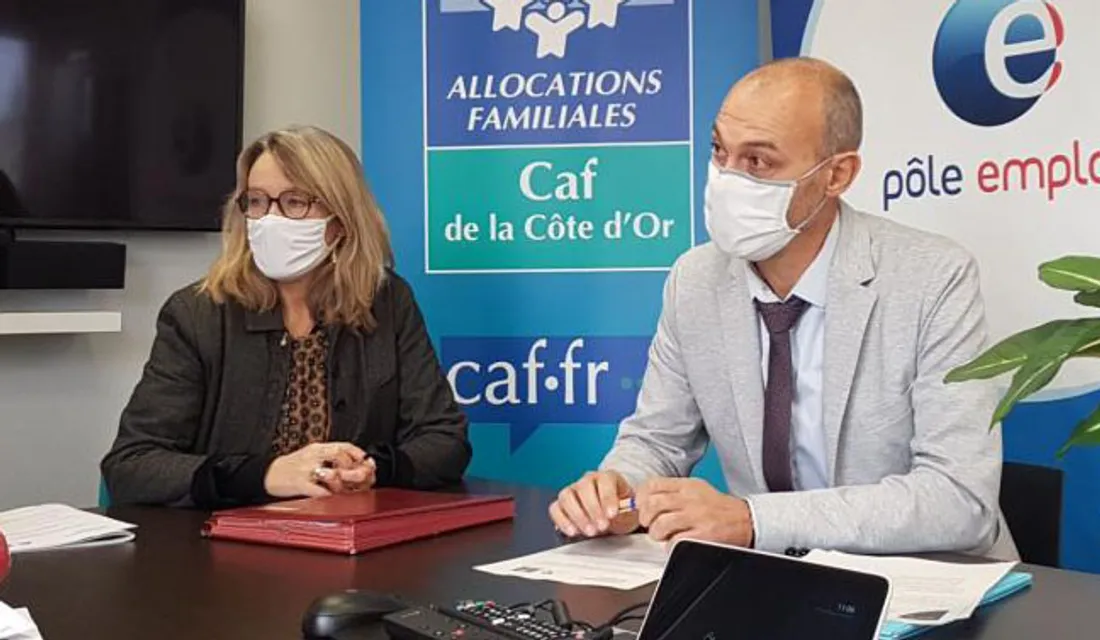 Caroline Michal, directrice de la CAF et Jean-François Locatelli, directeur de Pôle emploi Côte d’Or