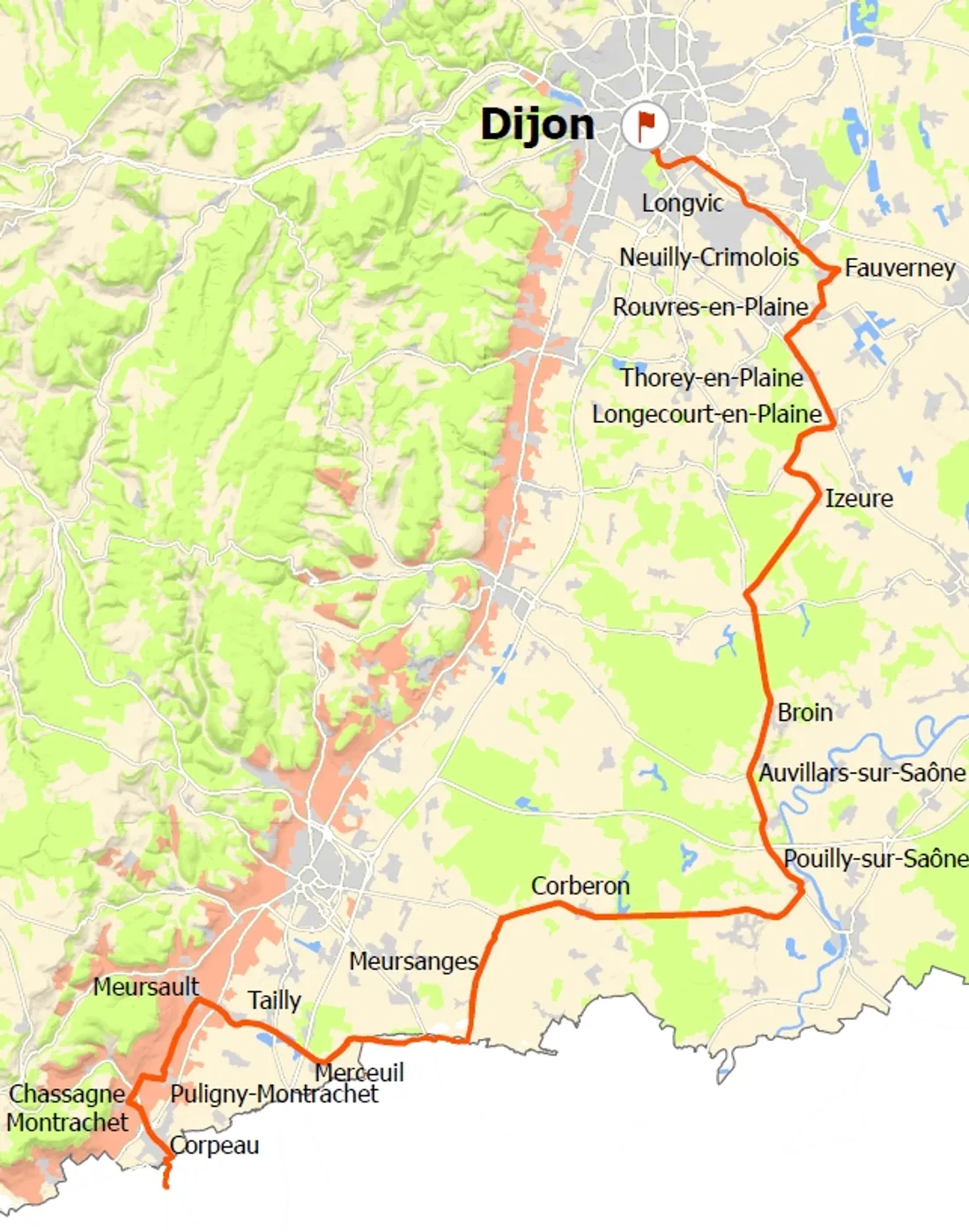 Le parcours de la 1ère étape côte-d'orienne.