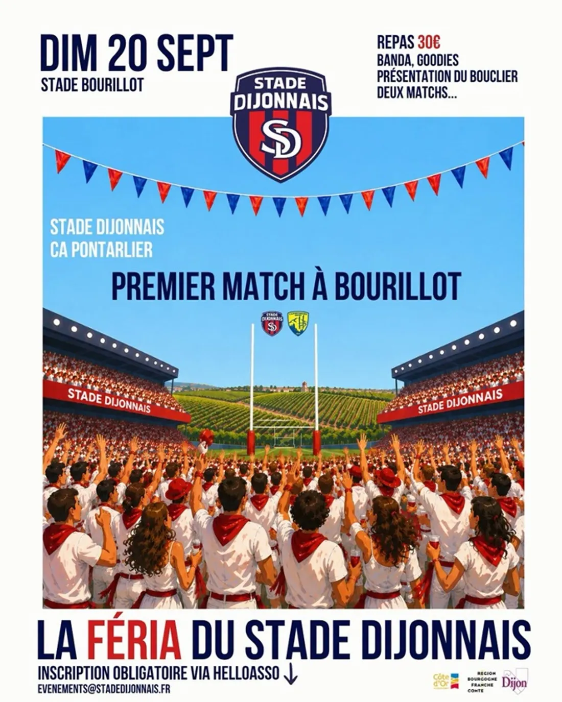Féria du Stade Dijonnais au stade Bourillot pour la saison de Fédérale 3