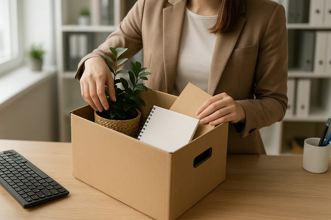 Employée qui prépare ses affaires