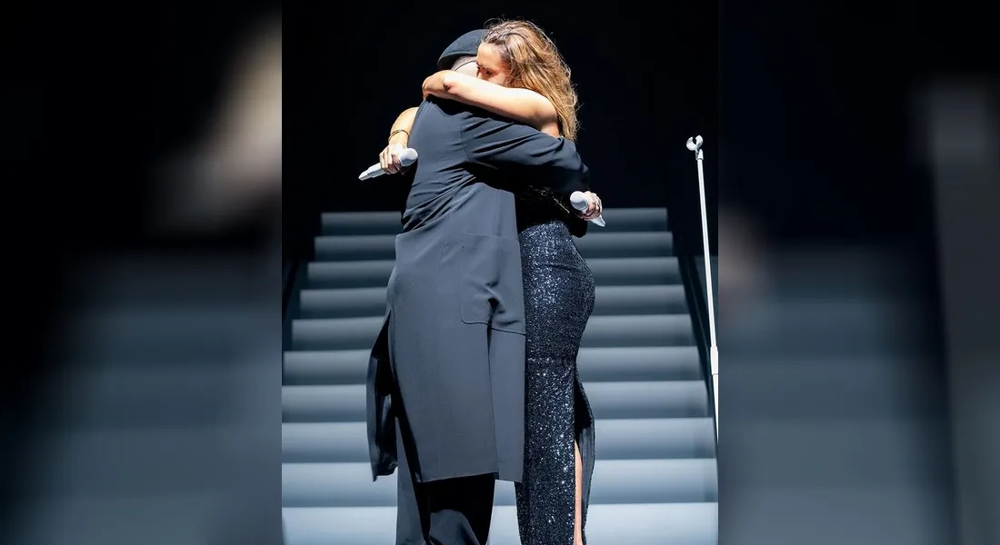 Vitaa et Slimane lors de l'ultime concert du VersuS Tour