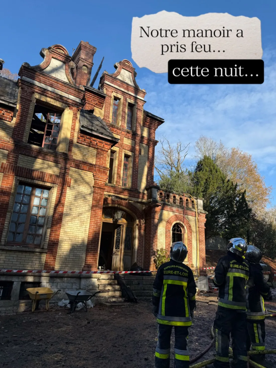 Le Manoir d'Egmont après l'incendie
