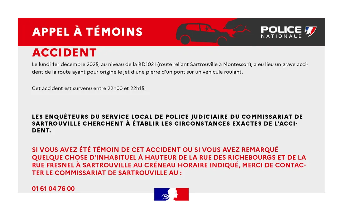 Appel à témoins - Sartrouville