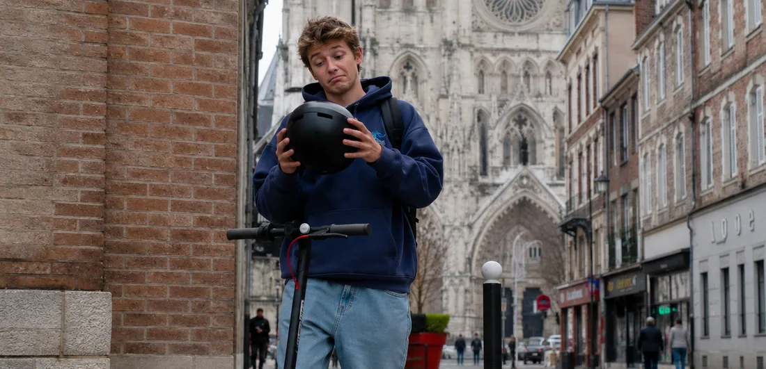 Jeune à trottinette