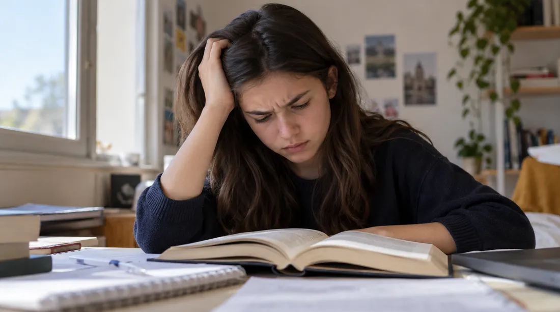 Jeune fille qui a des difficultés à lire
