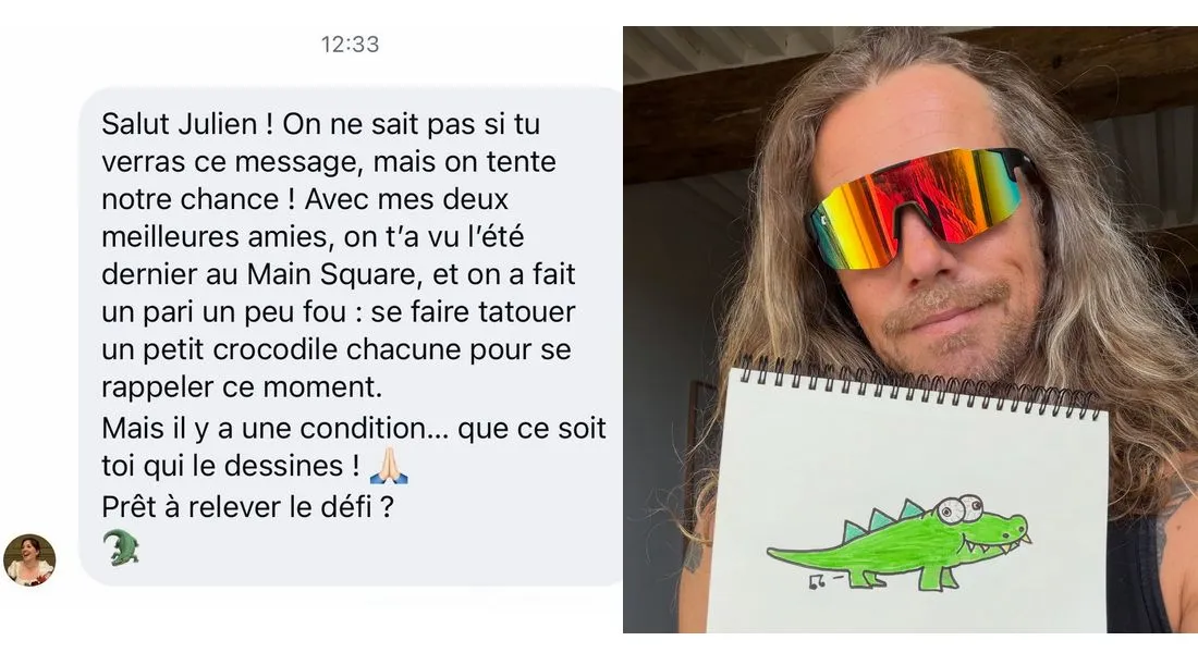 Julien Doré dessine le tatouage d'une fan
