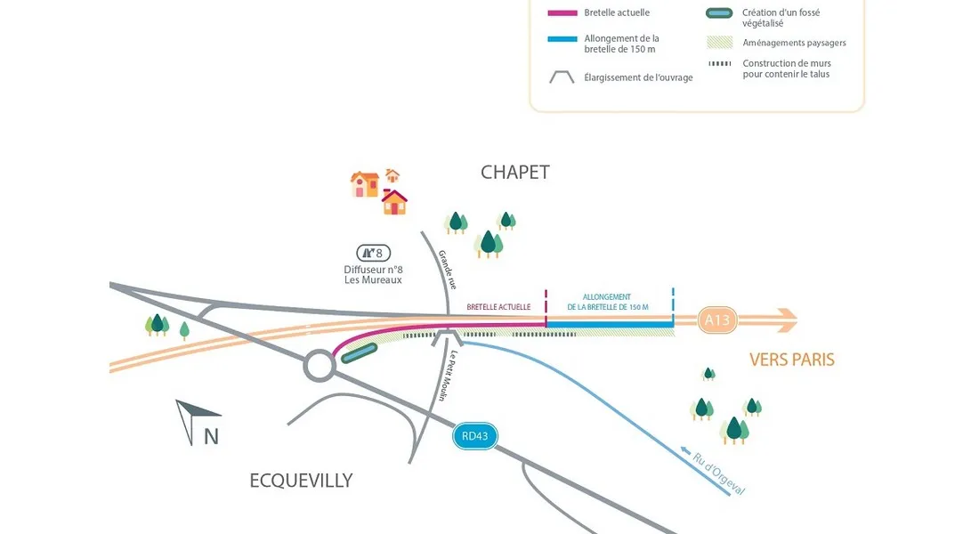 Chantier de l'A13 à Chapet