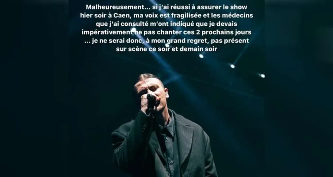 Pierre Garnier absent de deux dates de la tournée