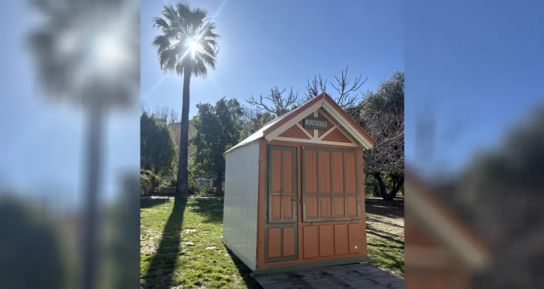 Cabine de plage transportée à Nice