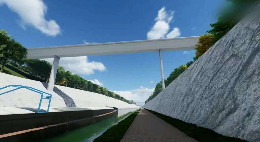 Le Canal Seine Nord Europe traversé par un viaduc