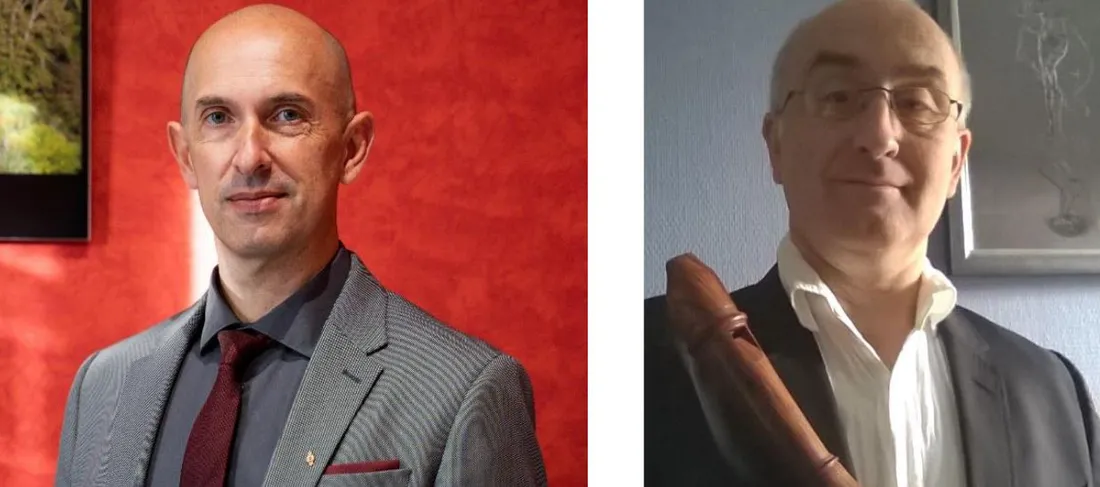 Le maire Olivier Colaisseau et le compositeur Frédéric Gombert