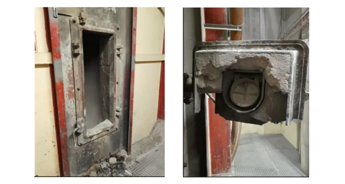 Porte détruite par une explosion de bouteille de protoxyde d'azote