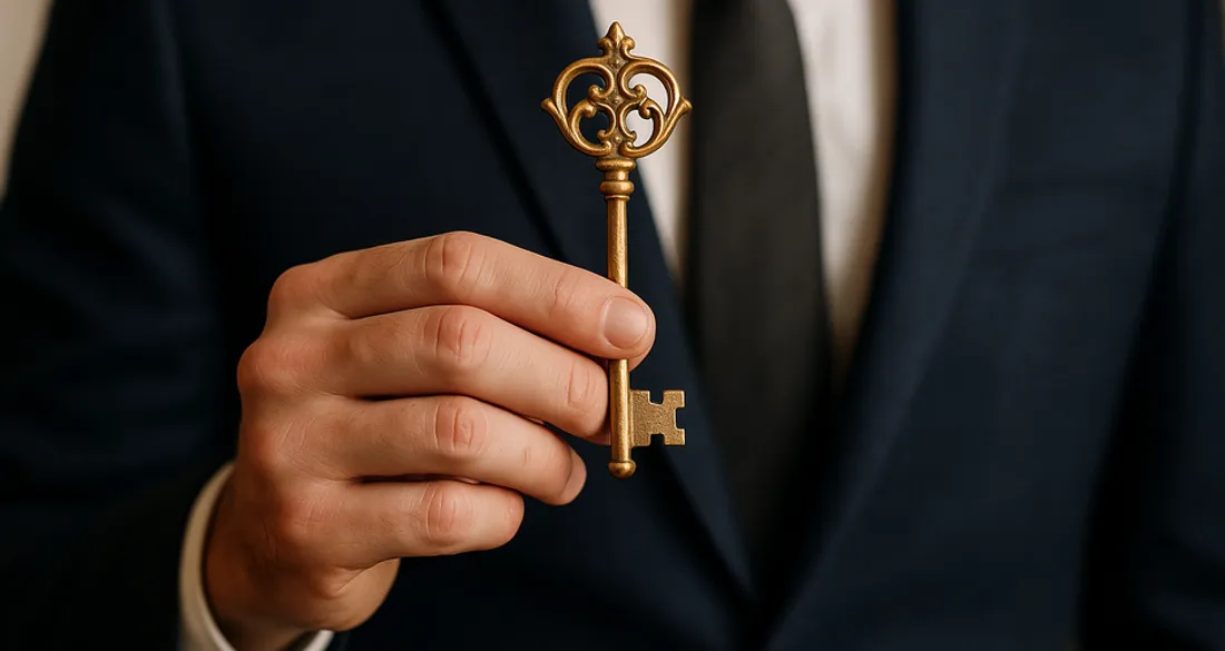 Homme qui tient une clé