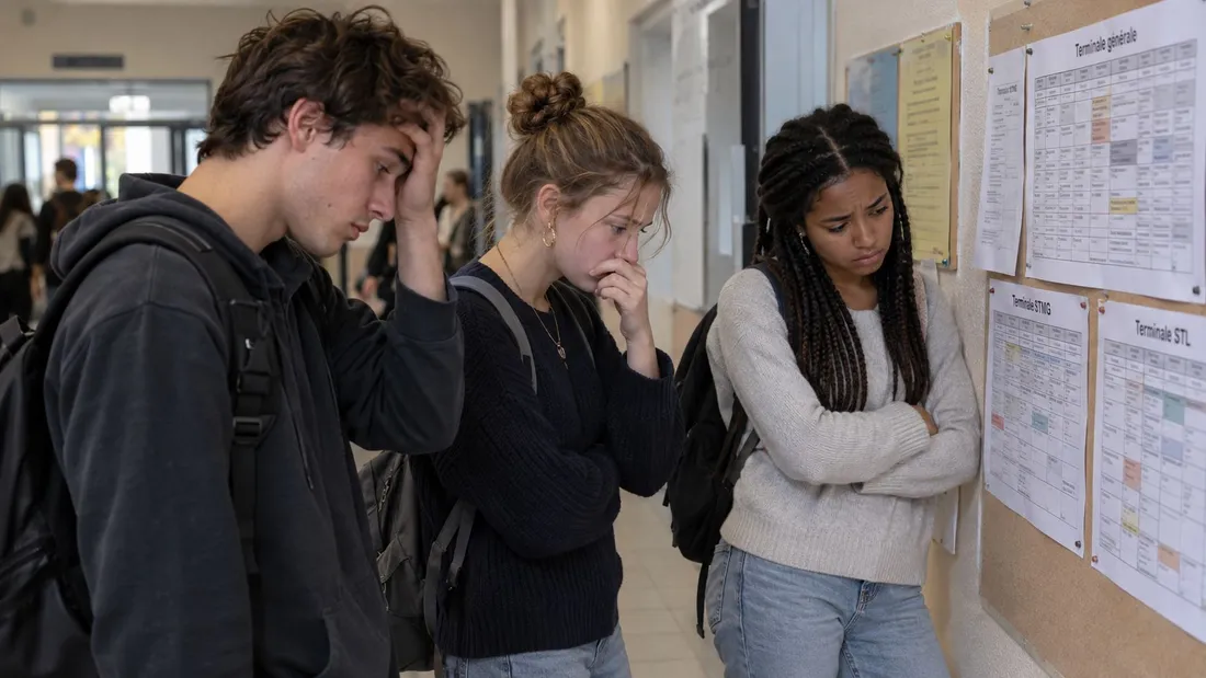 Lycéens devant leur emploi du temps