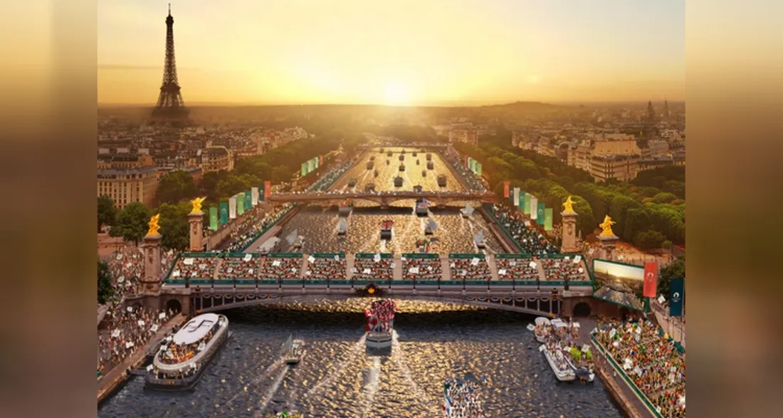 Vue d'artiste de l'ouverture des J.O. de Paris 2024